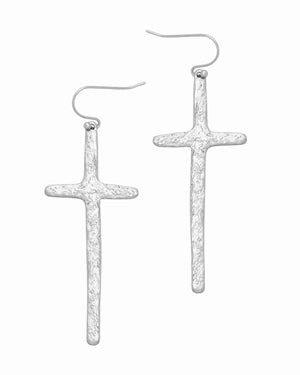 Clara Hammered Cross Earrings