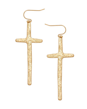 Clara Hammered Cross Earrings