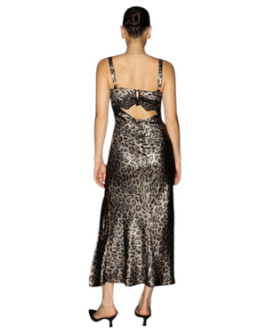 Gracie Metallic Leopard Print Midi Slip Dress