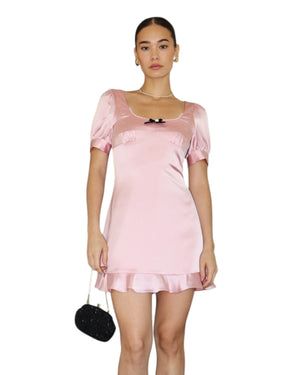 Sophia Ruffle Satin Mini Dress