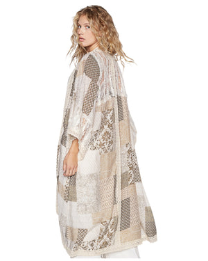 Shona Patchwork Print & Lace insert Kimono