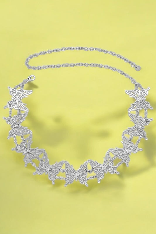 LASER CUTOUT BUTTERFLY CHAIN BELT