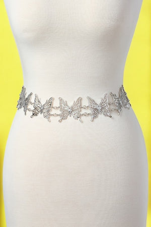 LASER CUTOUT BUTTERFLY CHAIN BELT