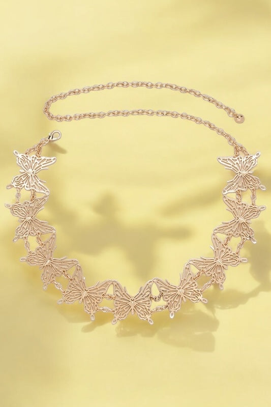 LASER CUTOUT BUTTERFLY CHAIN BELT