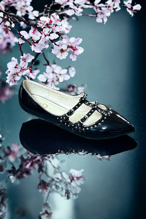 Mona Vegan Patent Leather Stud Embellishment Ballet Flat