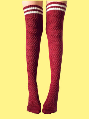 Sabrina Contrast Stripe Knee High Texture Socks
