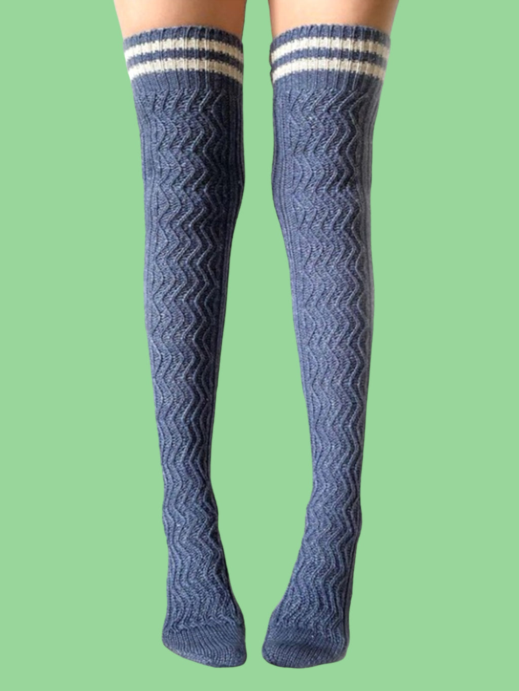 Sabrina Contrast Stripe Knee High Texture Socks