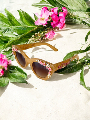 Mya Flowers Embellished Cat Eye Sunglasses