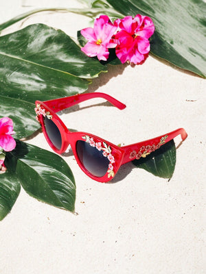 Mya Flowers Embellished Cat Eye Sunglasses