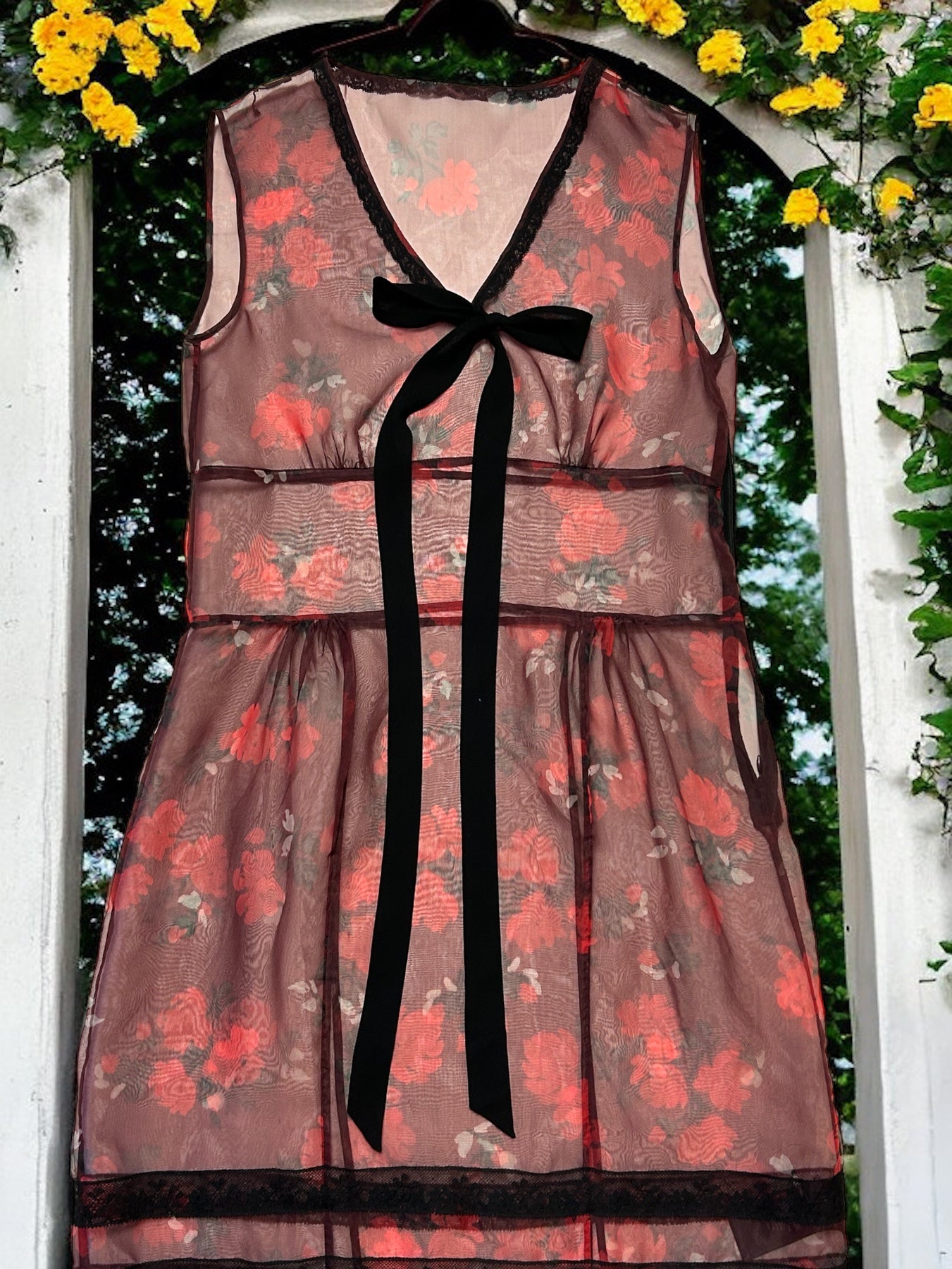 Coach Brand - Pre-Owned - Floral Print Silk Blend Organza Sheer Dress