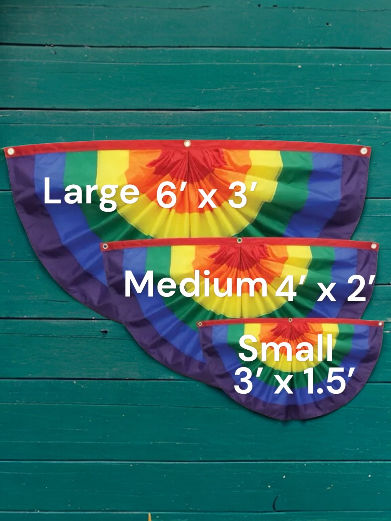 Rainbow Pleated Fan 3' X 6' Bunting