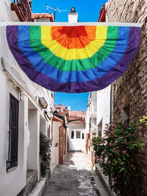 Rainbow Pleated Fan 3' X 6' Bunting