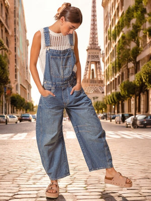 Devi Washed Denim Barrel Overalls