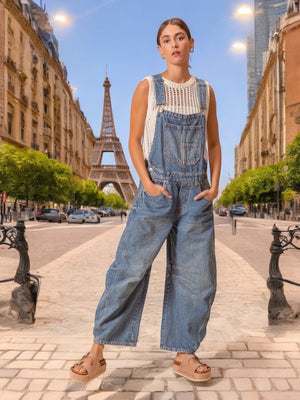 Devi Washed Denim Barrel Overalls