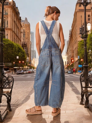 Devi Washed Denim Barrel Overalls