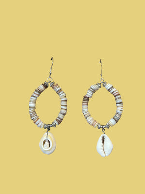 Inka DISC HOOP DROP EARRINGS WITH SHELL