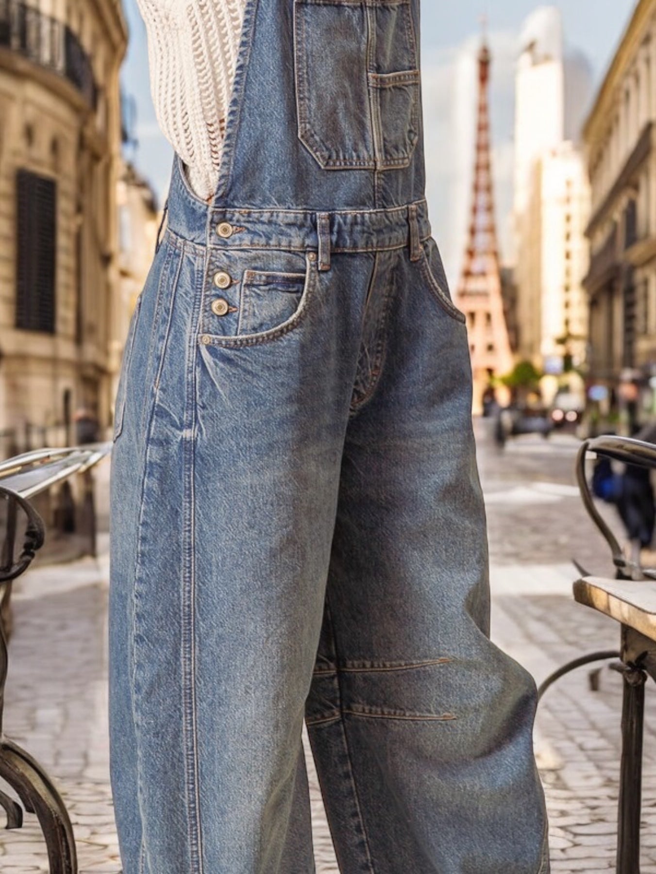 Devi Washed Denim Barrel Overalls