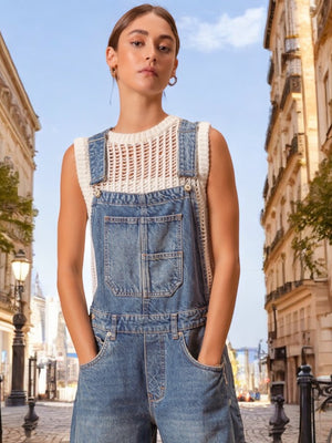 Devi Washed Denim Barrel Overalls