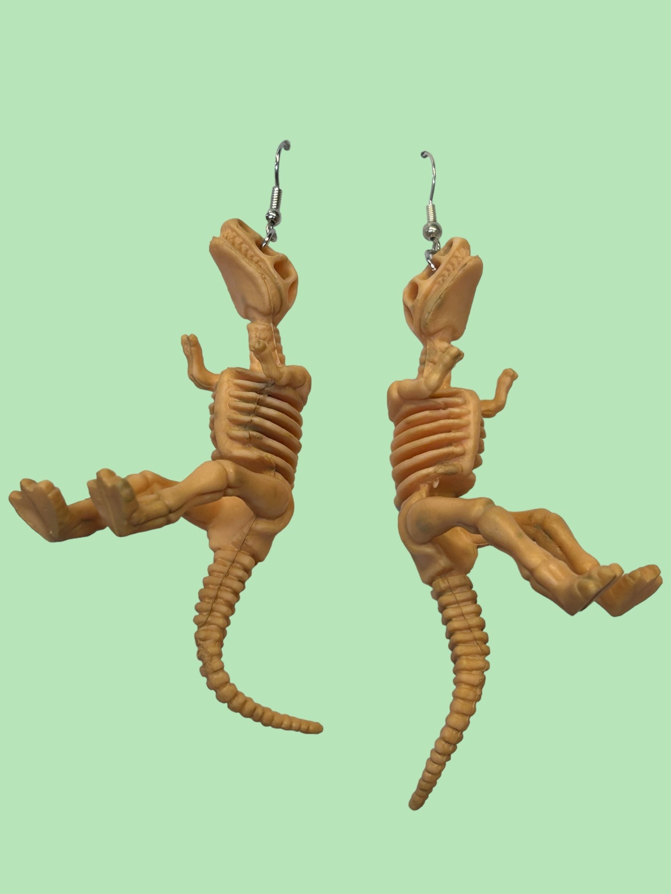 Hopping 3-D T-Rex Skeleton Earrings