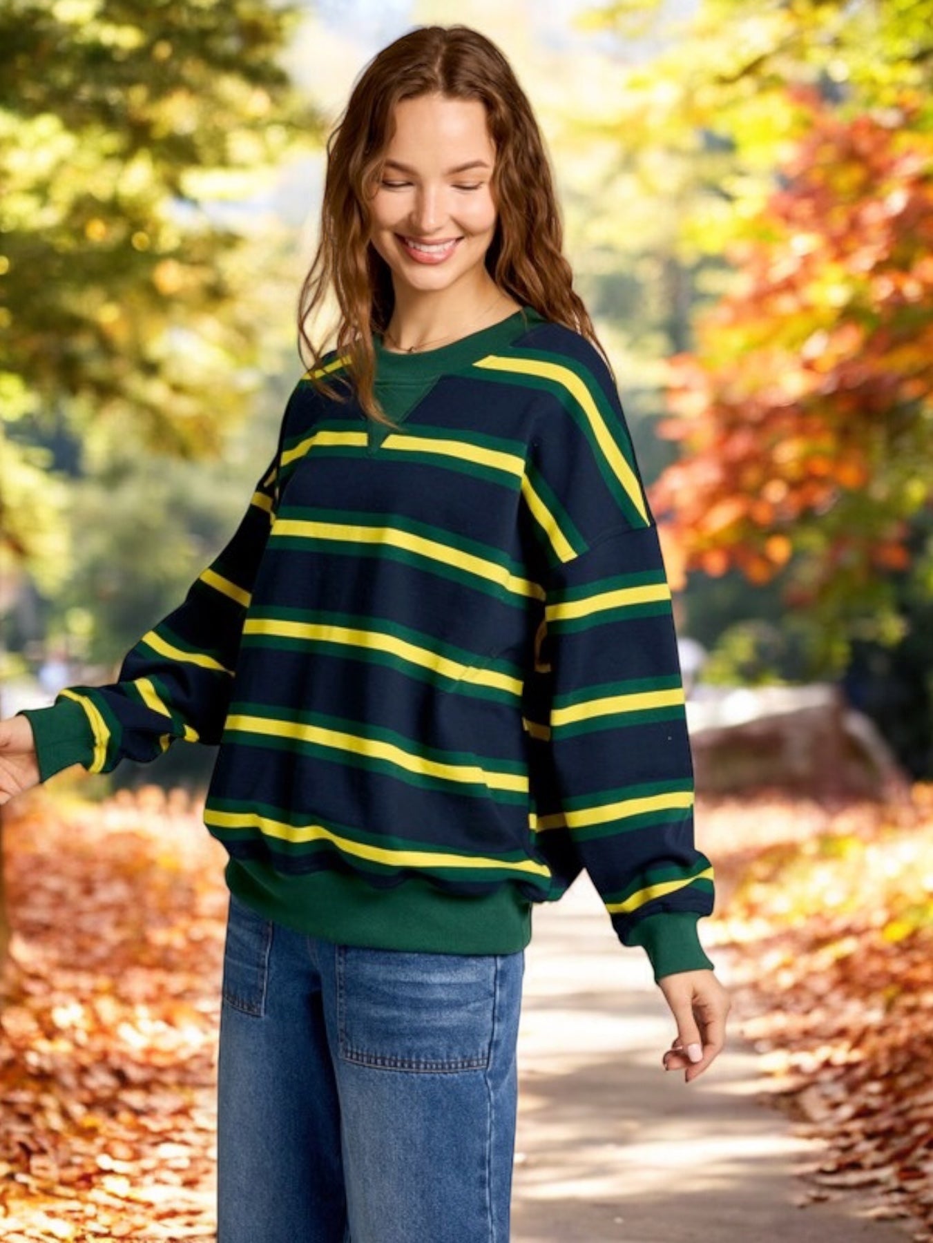 Nicole Stripes Pattern Pullover Top