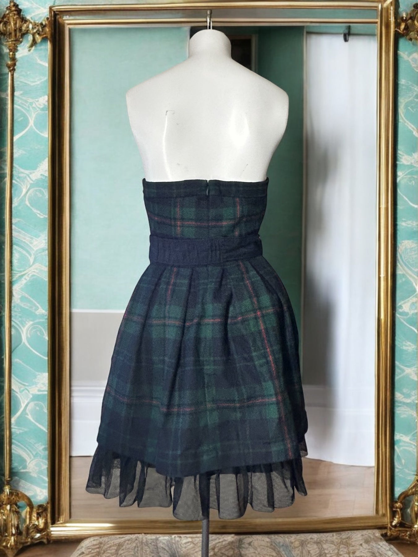 Abercrombie & Fitch - Pre-Owned - Tulle Trim Plaid Strapless Dress