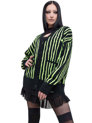 Killstar x WARNER BEETLEJUICE BEETLEJUICE BEETLEJUICE BEETLEJUICE INTARSIA CARDIGAN