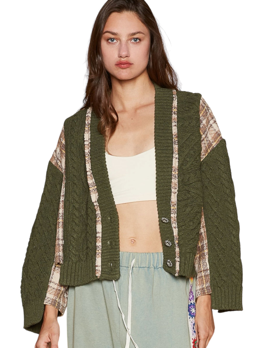 Carmen Jacquard Patch Cable Knit Cardigan