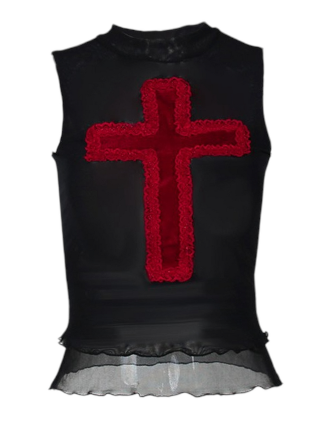 Darcy Velvet Cross Sleeveless Mesh Top