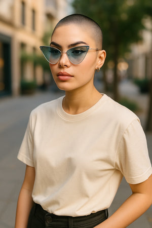 Lucy Duotone High Fashion Pointy Metal Sunglasses