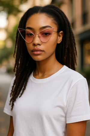 Lucy Duotone High Fashion Pointy Metal Sunglasses