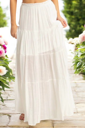 Anna Ruffle Trim Waistband Tiered Ruffle Maxi Skirt