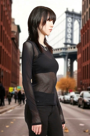 Tripp NYC - Long Sleeve Mesh Top