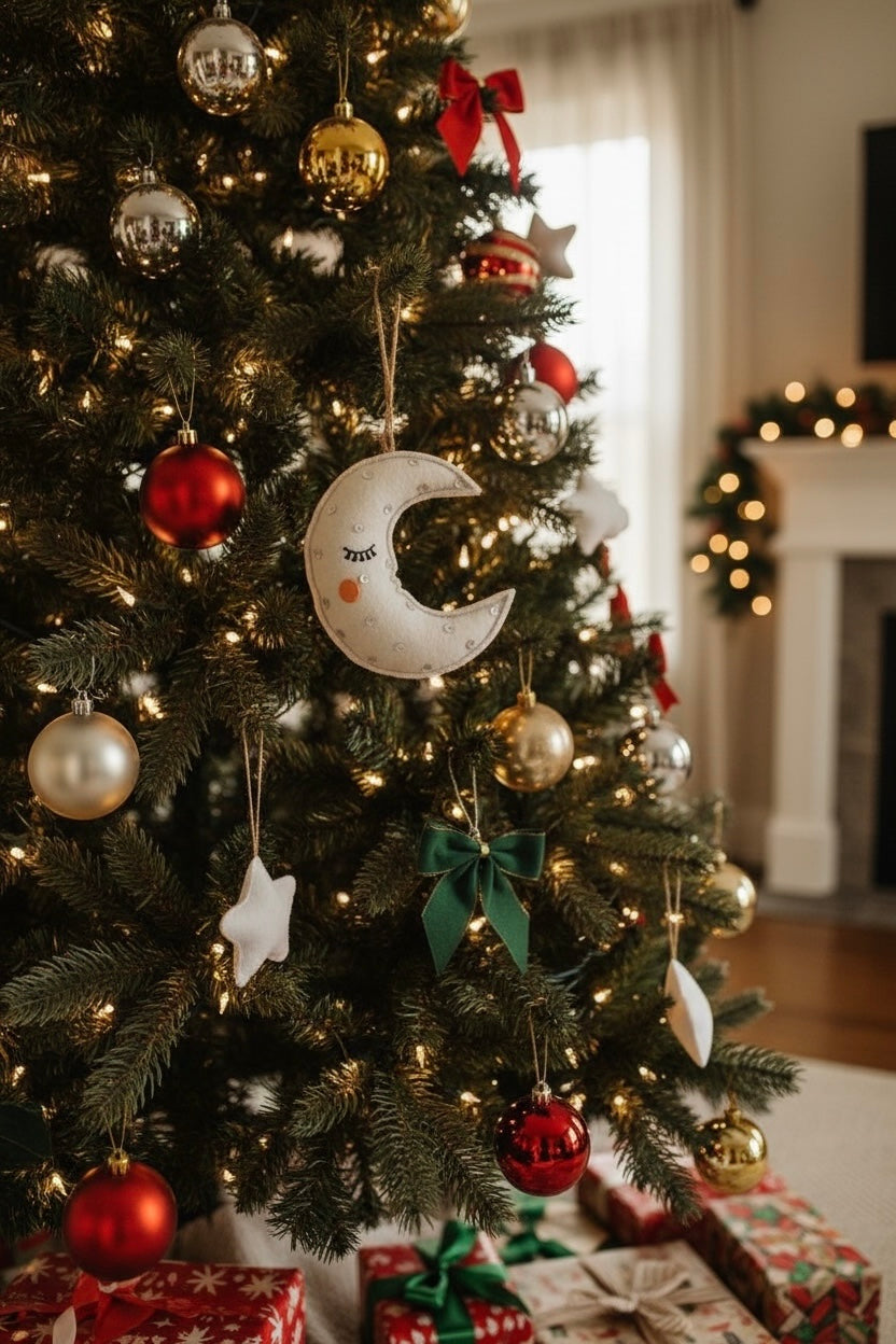 Nora Felt & Sequins Embellished Moon Ornament