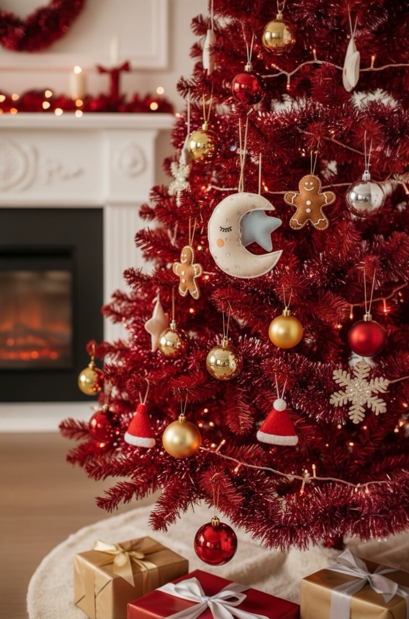 Nora Felt & Sequins Embellished Moon Ornament