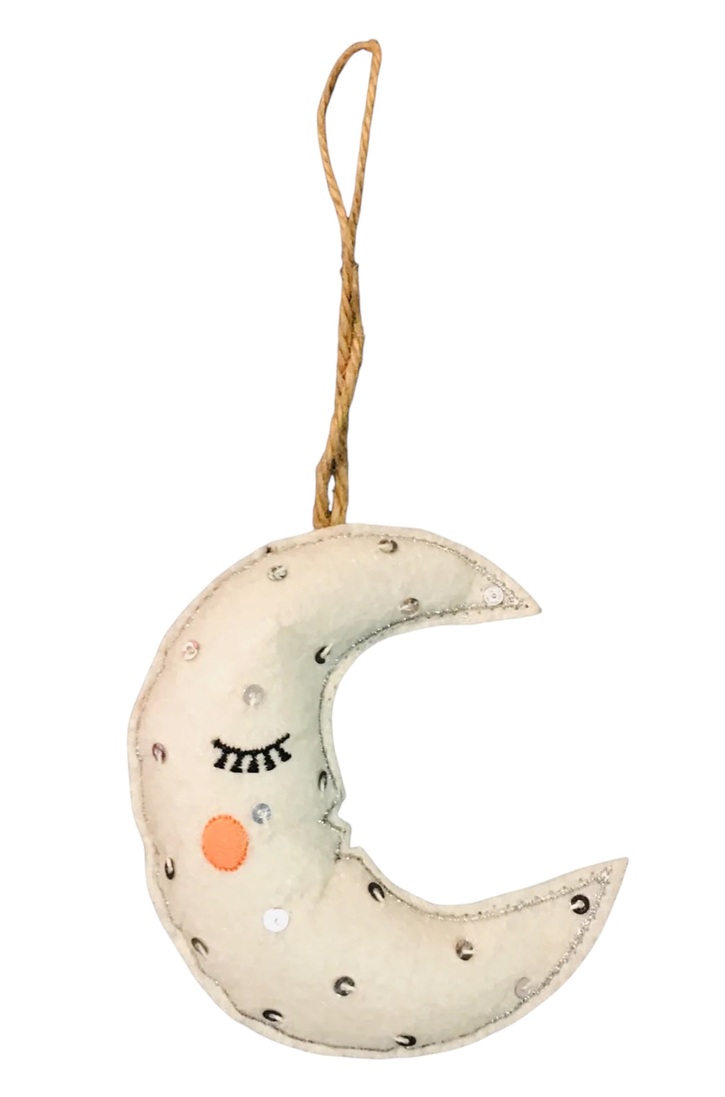 Nora Felt & Sequins Embellished Moon Ornament