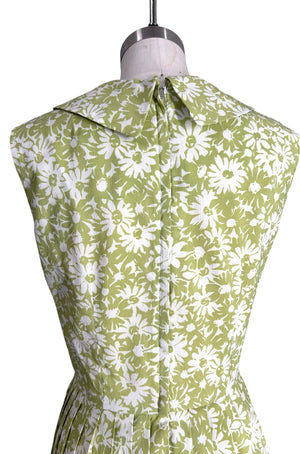 1960s Mod Midi Dress White Daisy Print Green | Stacy Ares Vintage Thirteen Vintage 1960s Mod Midi Dress White Daisy Print Green | Stacy Ares Vintage Thirteen Vintage