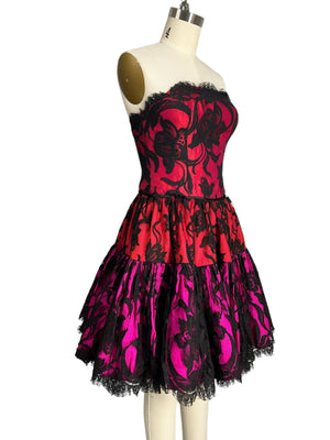 jenny packham mini dress Jenny Packham Pre-Owned Colorblock Ruffle Strapless Mini Dress