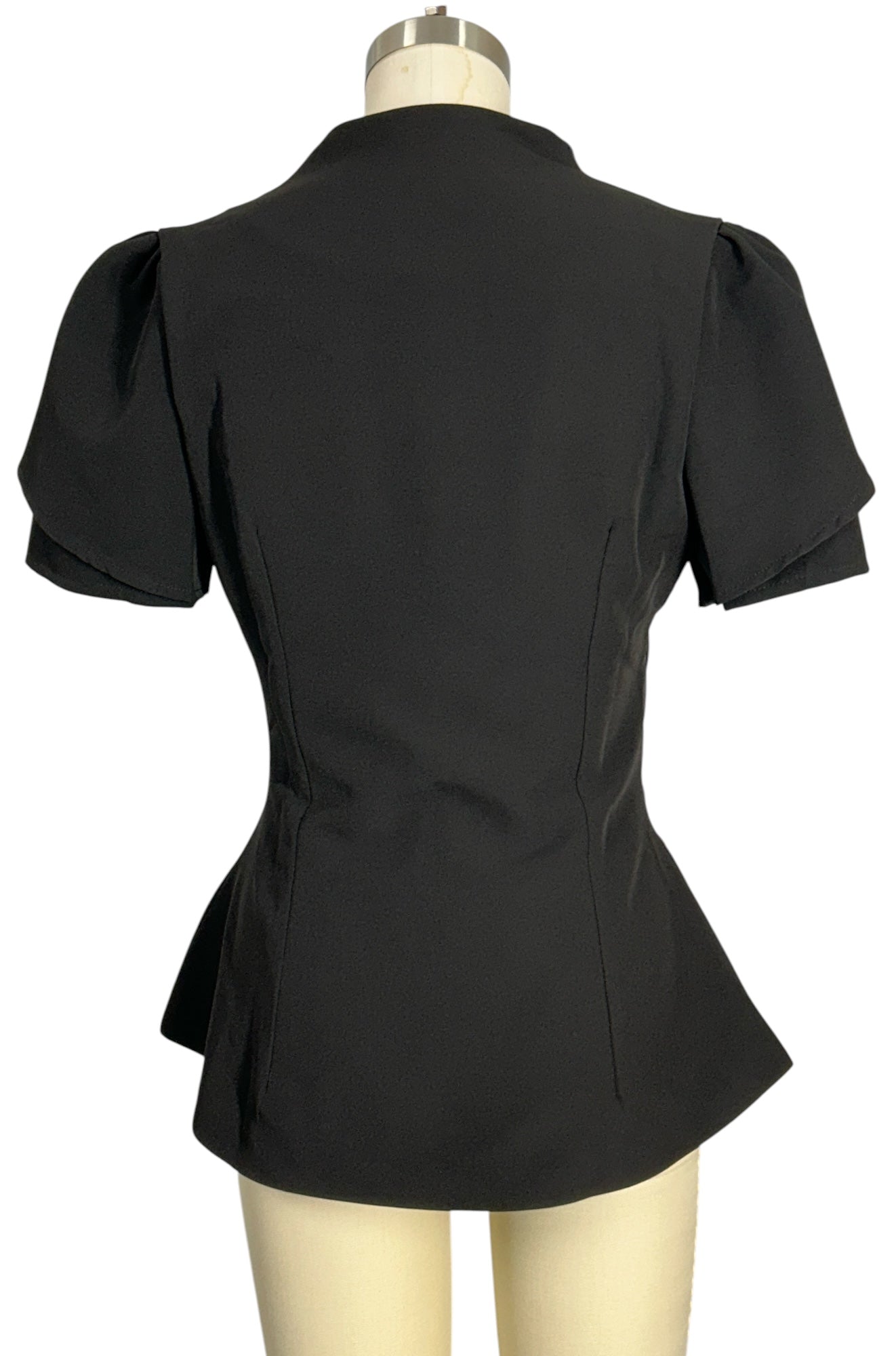 Tulip Overlay Peplum Top | Structured Neoprene Button-Down