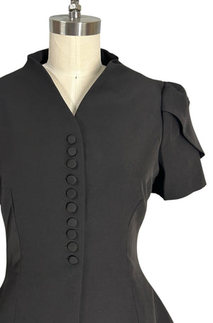 Tulip Overlay Peplum Top | Structured Neoprene Button-Down