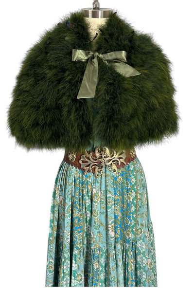 Ophélie Furs Ostrich Feather Cape NWT | Faded Green | One Size