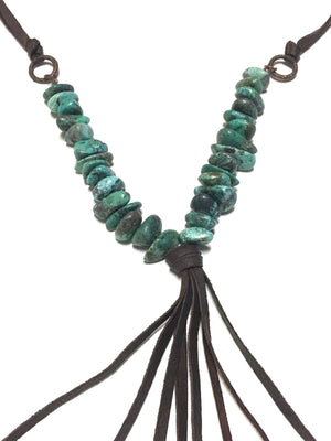 Mary Turquoise & Genuine Leather Cord Necklace