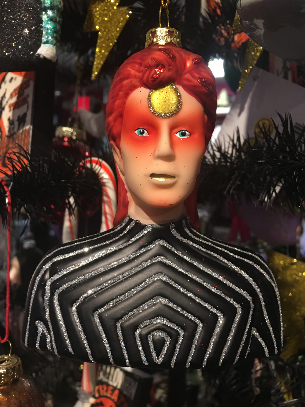 David Bowie Ziggy Stardust Glass Ornament