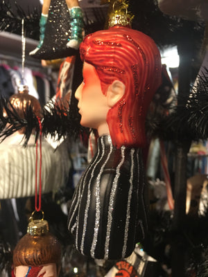 David Bowie Ziggy Stardust Glass Ornament