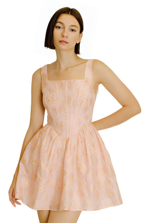Daisy Embossed Crinkle Corset Mini Dress
