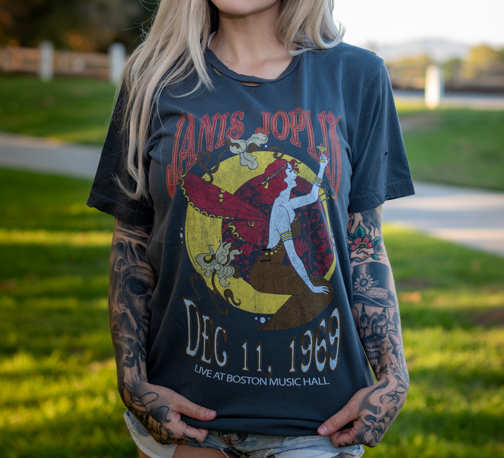 JANIS JOPLIN - Nouveau Boston Music Hall Destroyed Unisex Tee