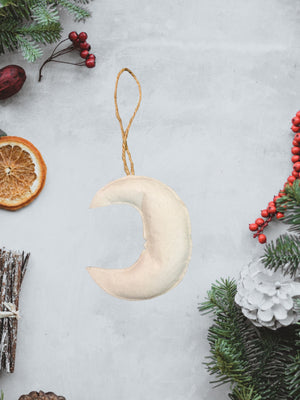 Nora Felt & Sequins Embellished Moon Ornament