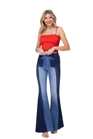 Jayde Two Tone Patch Pocket Flare Jeans – Thirteen Vintage