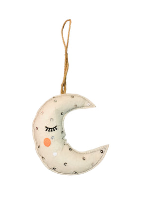 Nora Felt & Sequins Embellished Moon Ornament