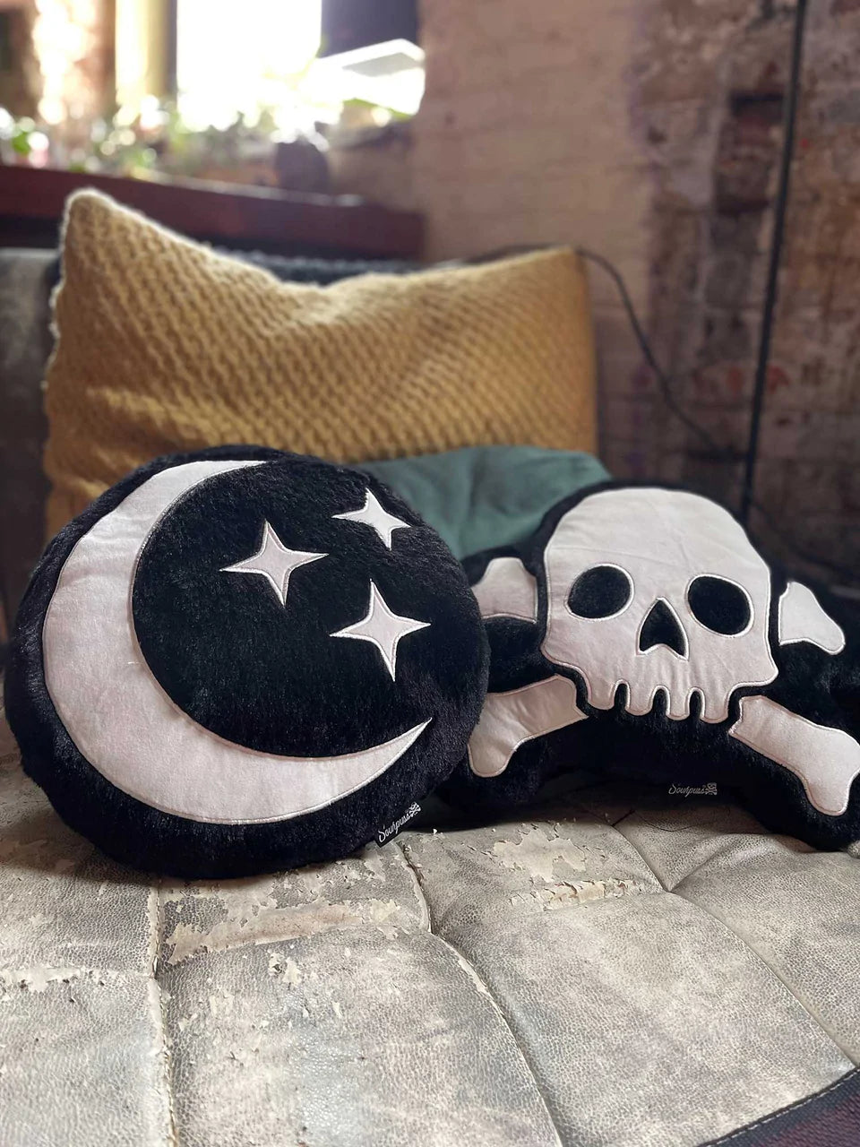 SOURPUSS FURRY MOON & STARS PILLOW