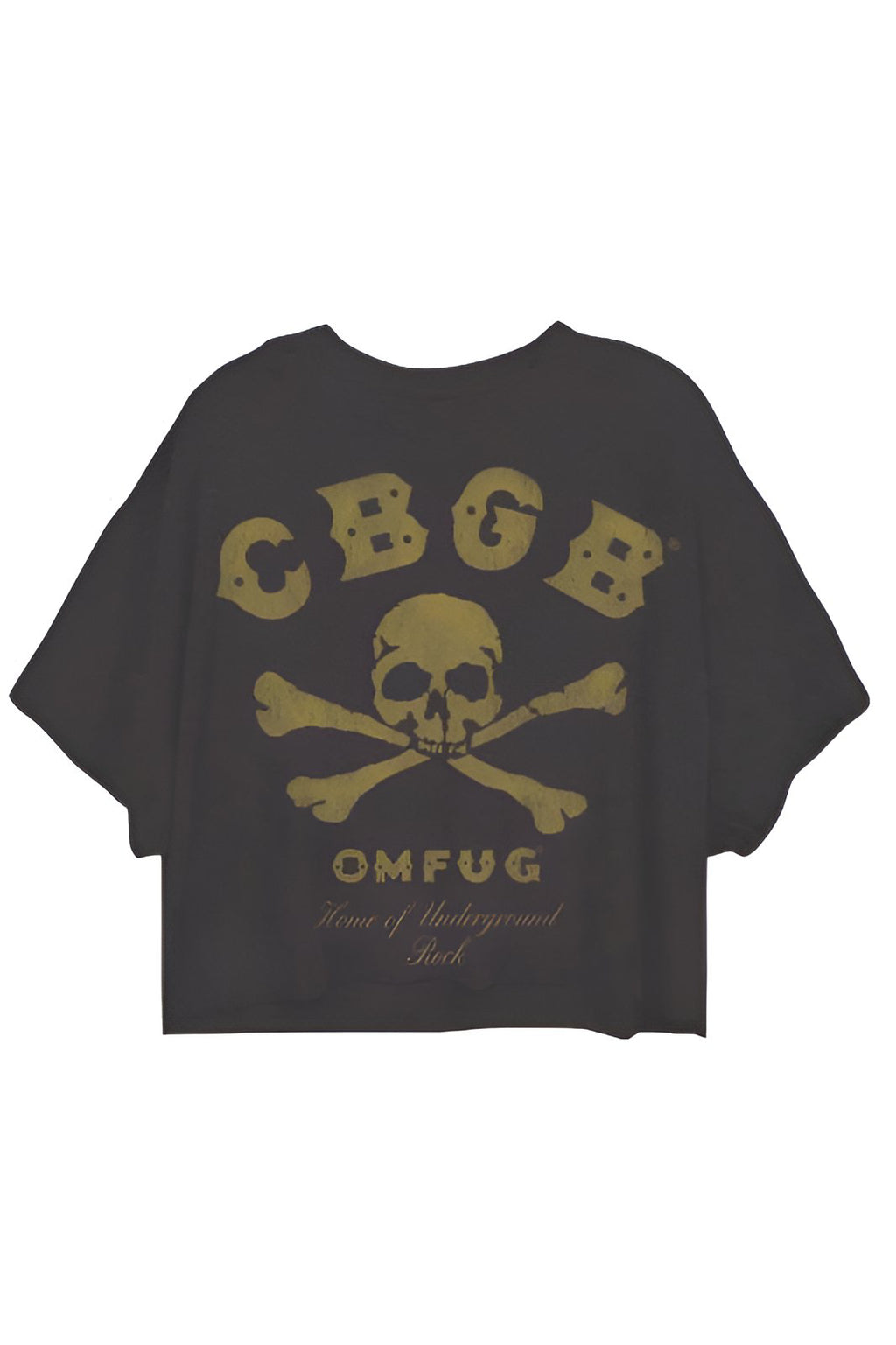 CBGB- Skull Patch & Logo Print Oversized Crop Tee